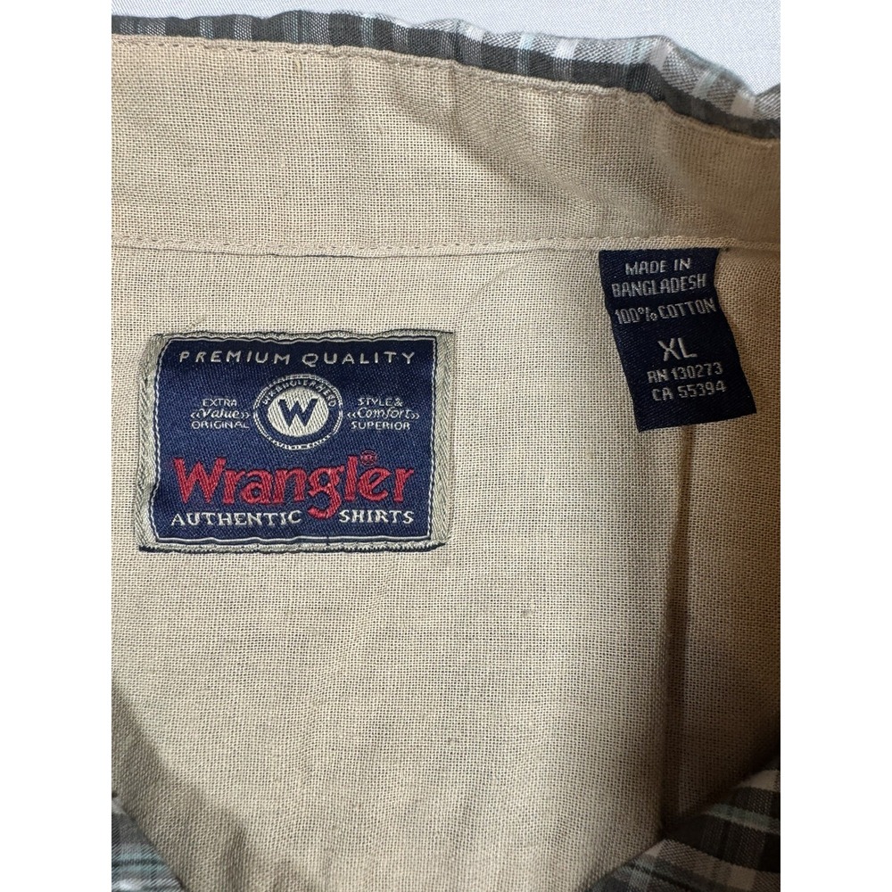 Wrangler Mens Shirt Size XL Green Plaid Short Sleeve - Picture 3 of 3
